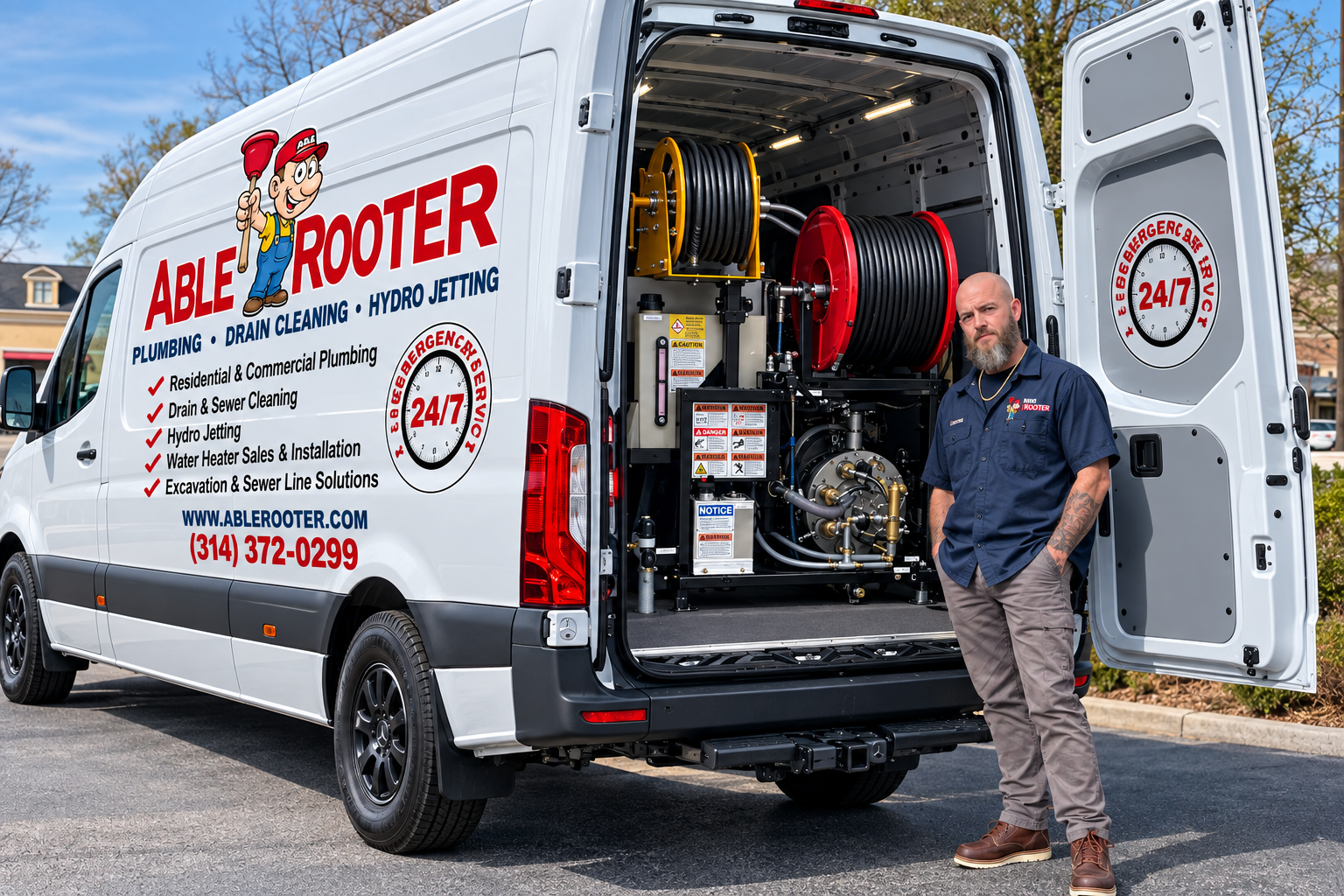 Able Rooter 24 hour plumbing van in St. Louis